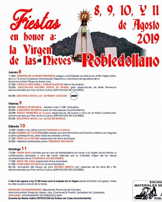 Fiestas en honor a la Virgen de las Nieves 2019 Robledollano